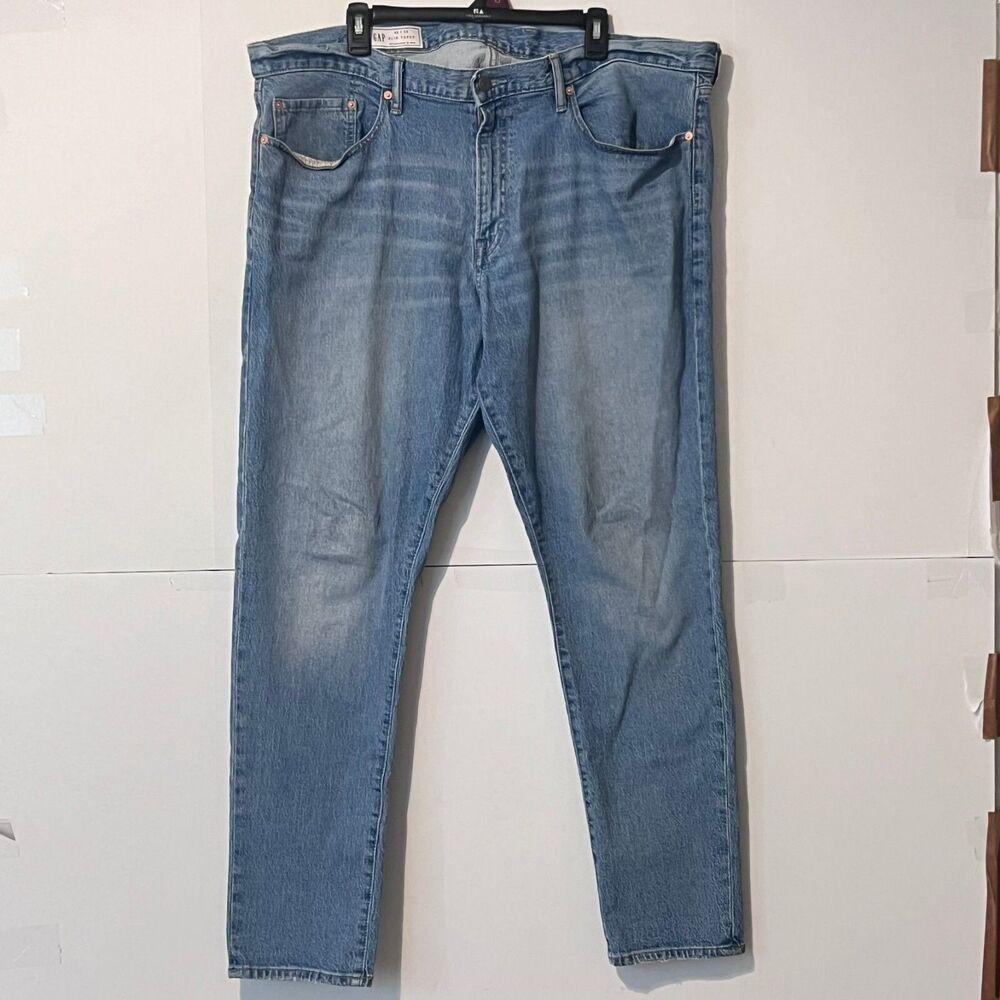 Gap Mens Jeans Size 42X32 Light Blue Denim Slim Taper Stretch Pants